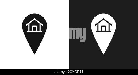 Home location icon logo sign vector outline in black and white color Stock Vector