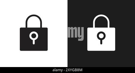 Lock icon logo sign vector outline in black and white color Stock Vector