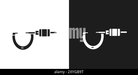 Micrometer icon logo sign vector outline in black and white color Stock Vector