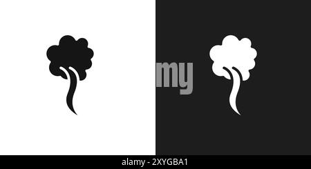 Smoke icon logo sign vector outline in black and white color Stock Vector