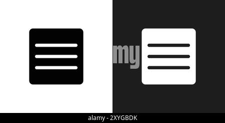 Menu icon logo sign vector outline in black and white color Stock Vector