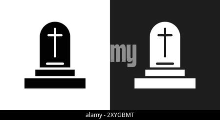 Tombstone icon logo sign vector outline in black and white color Stock Vector