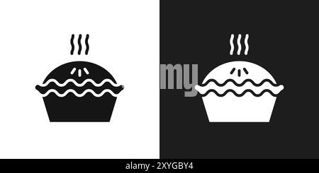 Pie icon logo sign vector outline in black and white color Stock Vector