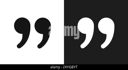 Quote right icon logo sign vector outline in black and white color Stock Vector