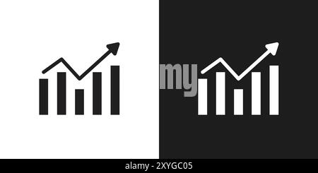 Trend Arrow icon logo sign vector outline in black and white color Stock Vector