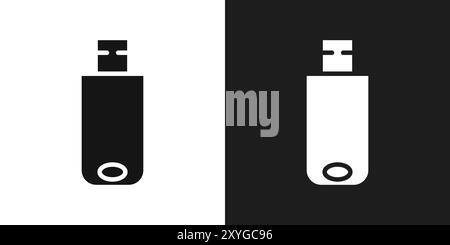 USB pendrive icon logo sign vector outline in black and white color Stock Vector