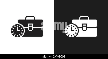 Office time icon logo sign vector outline in black and white color Stock Vector
