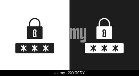 Password icon logo sign vector outline in black and white color Stock Vector