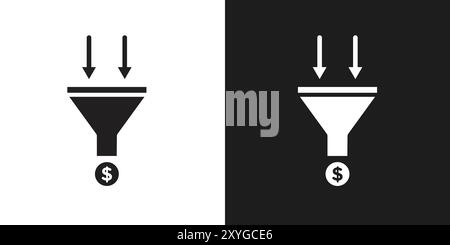 Sales Funnel icon logo sign vector outline in black and white color Stock Vector