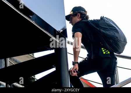 Monza, Italy, 29th Aug 2024, Andrea Kimi Antonelli , attending the build up, round 16 of the 2024 Formula 1 championship. Credit: Michael Potts/Alamy Live News Stock Photo