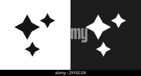 Sparkles icon logo sign vector outline in black and white color Stock ...