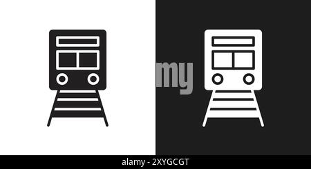 Train icon logo sign vector outline in black and white color Stock Vector