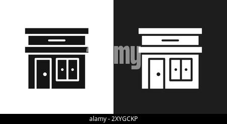 Store icon logo sign vector outline in black and white color Stock Vector