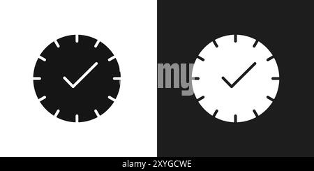 Time check icon logo sign vector outline in black and white color Stock Vector