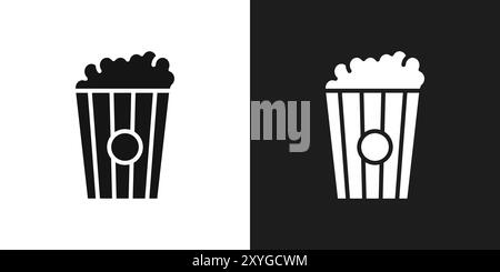 Popcorn icon logo sign vector outline in black and white color Stock Vector