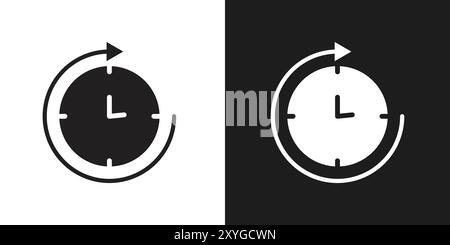 Time forward icon logo sign vector outline in black and white color Stock Vector