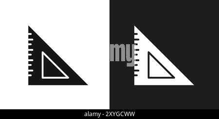 Triangle Ruler icon logo sign vector outline in black and white color Stock Vector