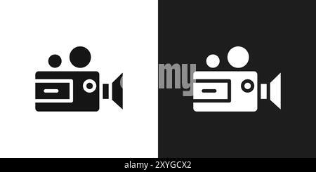 Video camera icon logo sign vector outline in black and white color Stock Vector