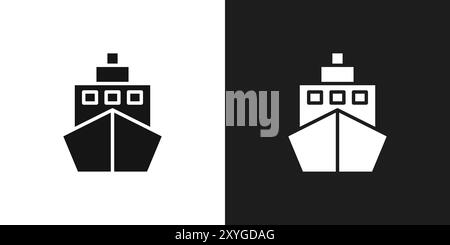 Ship icon logo sign vector outline in black and white color Stock Vector