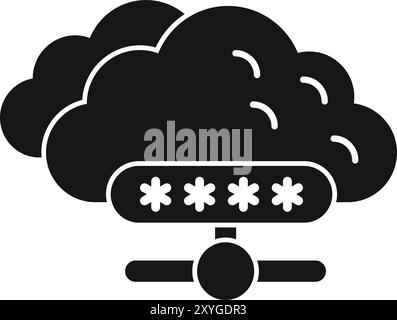 Cloud computing icon showing password protected network, data, information, server security Stock Vector