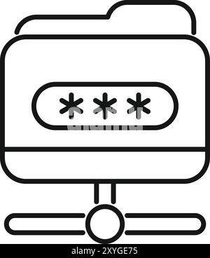 Folder is being shared over a network connection, with password protection for enhanced security Stock Vector