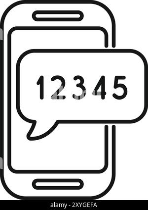 Smartphone is displaying a one time password notification to access a secured application Stock Vector