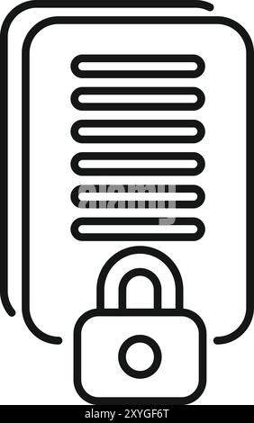 Simple vector showing a padlock securing digital data, representing the concept of cybersecurity Stock Vector