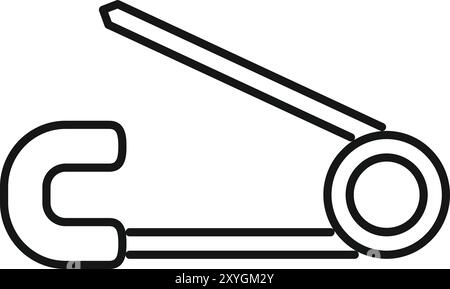 Opened safety pin icon thin line for web and mobile, modern minimalist flat design Stock Vector