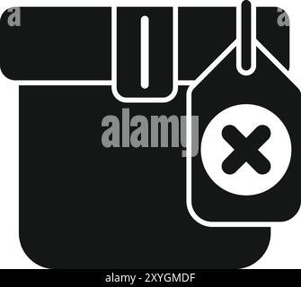 Simple vector icon of a rejected parcel with a tag showing a cross symbol, representing unsuccessful delivery or return Stock Vector