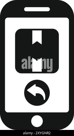 Simple icon showing a return process with a parcel and a curved arrow ...