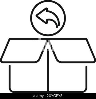 Simple vector icon of an opened cardboard box with a return arrow, perfect for illustrating return shipping Stock Vector