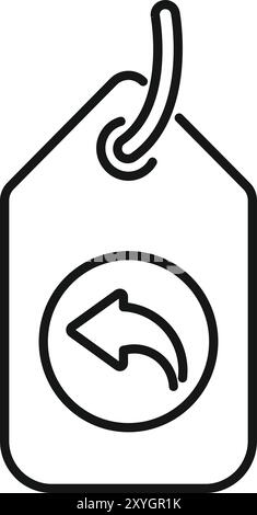 Simple vector icon of a return label with a left arrow, ideal for projects related to shipping, e commerce, and retail Stock Vector