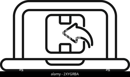 Return policy concept represented by a box with a return arrow on a laptop screen, symbolizing online returns Stock Vector