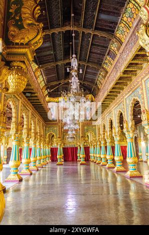 Magnificent view of the interior of Mysore Palace. Stock Photo