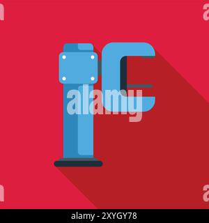 Industrial robot arm holding something with two fingers on red background Stock Vector