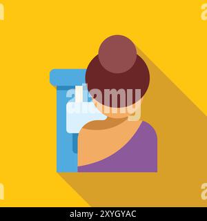 Woman standing using voting machine putting ballot paper in electronic vote counter Stock Vector