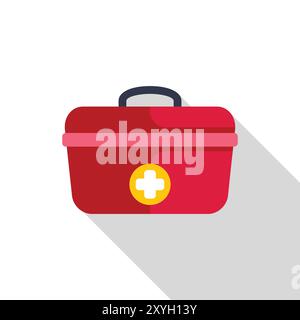 Red first aid kit casting a long shadow, healthcare concept Stock Vector