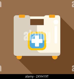 Closed first aid kit lying on its side, prepared to provide medical assistance when needed Stock Vector