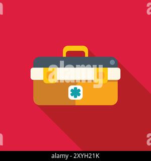 First aid kit icon casting a shadow, symbolizing emergency medical care Stock Vector