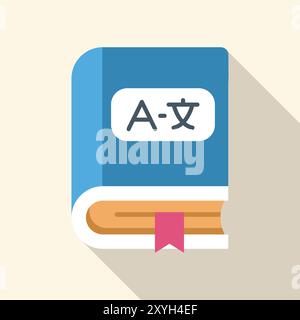 Blue dictionary translating from english alphabet to foreign language with bookmark for studying Stock Vector