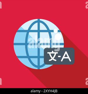 Globe with speech bubble showing translation from chinese to english, concept of online translation services Stock Vector