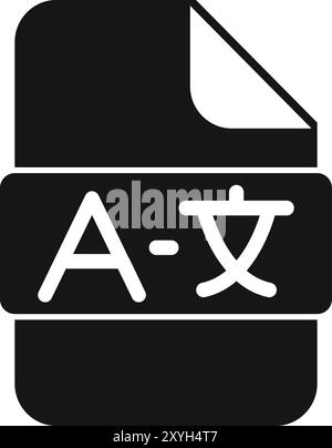 Black glyph icon for a language file showing different alphabet letters Stock Vector