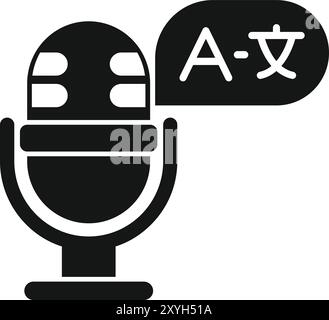 Simple vector showing a microphone converting audio to another language, ideal for developers and websites Stock Vector