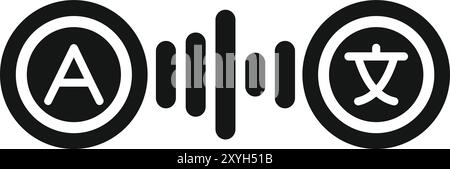 Black and white icon of an audio language translator converting text to speech Stock Vector