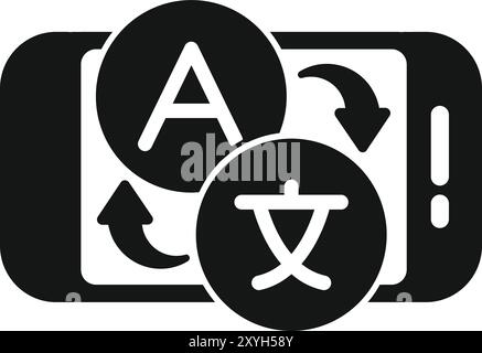 Smartphone translating different languages icon in glyph style, suitable for any digital products Stock Vector