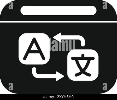 Black and white icon of a language translator application translating from english to chinese and vice versa Stock Vector
