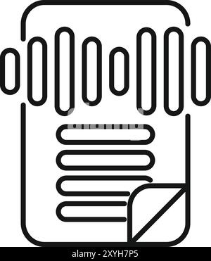Linear vector icon of voice recognition software converting an audio file Stock Vector