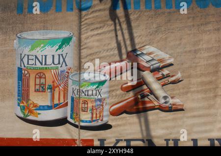 Kenlux Paint Advertisement painted on a canvas blind, Ranau, Sabah ...
