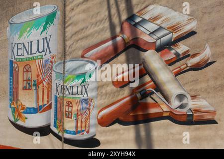 Kenlux Paint Advertisement painted on a canvas blind, Ranau, Sabah ...