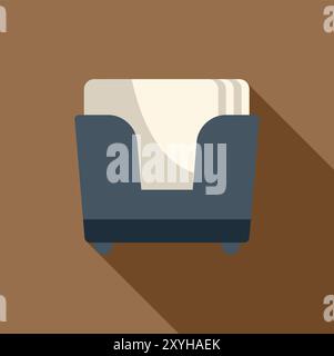 Blue office paper tray holding blank sheets of paper Stock Vector